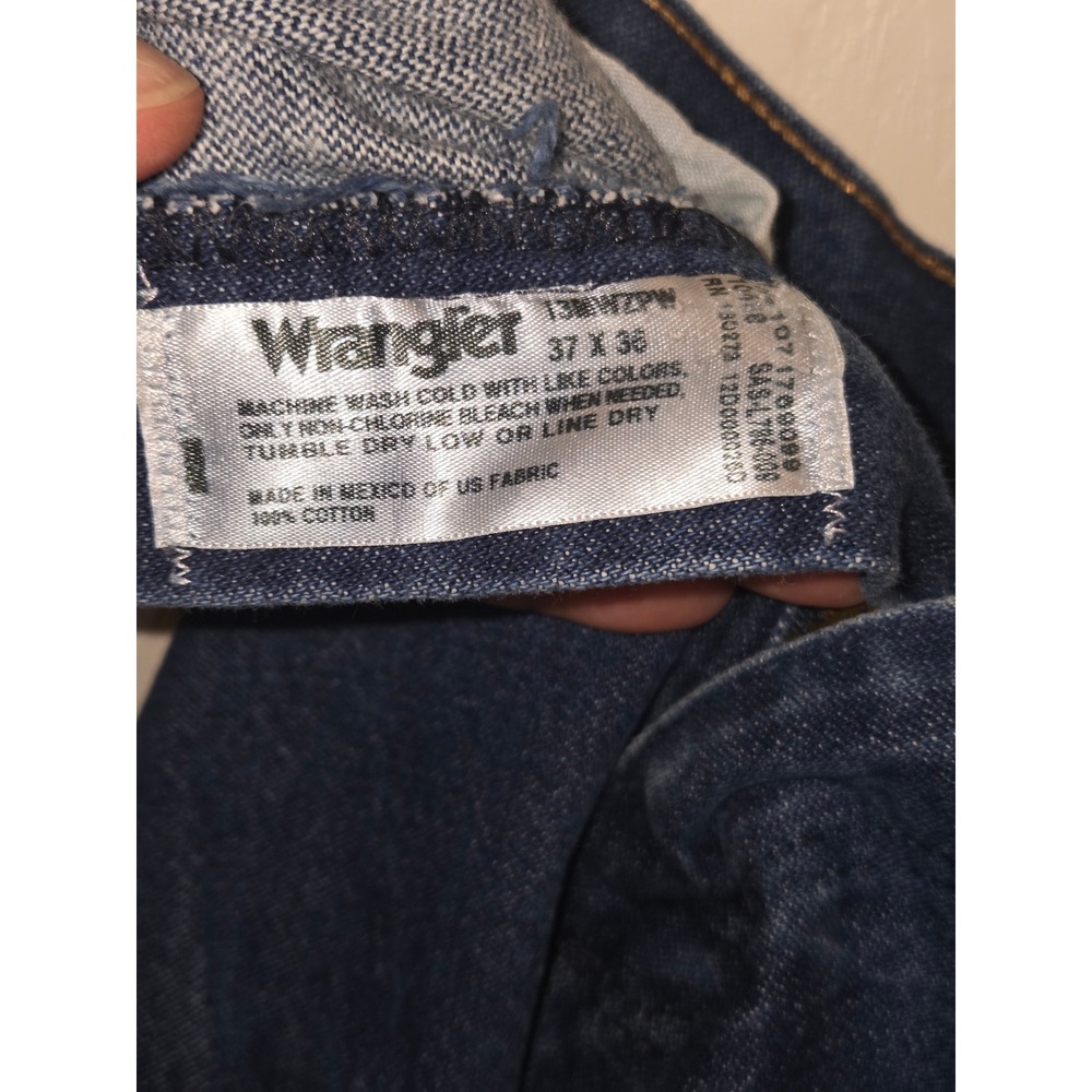 Wrangler 13MWZPW Cowboy Cut Original Fit Jeans Mens 37x36 Dark Wash Denim - Picture 4 of 5